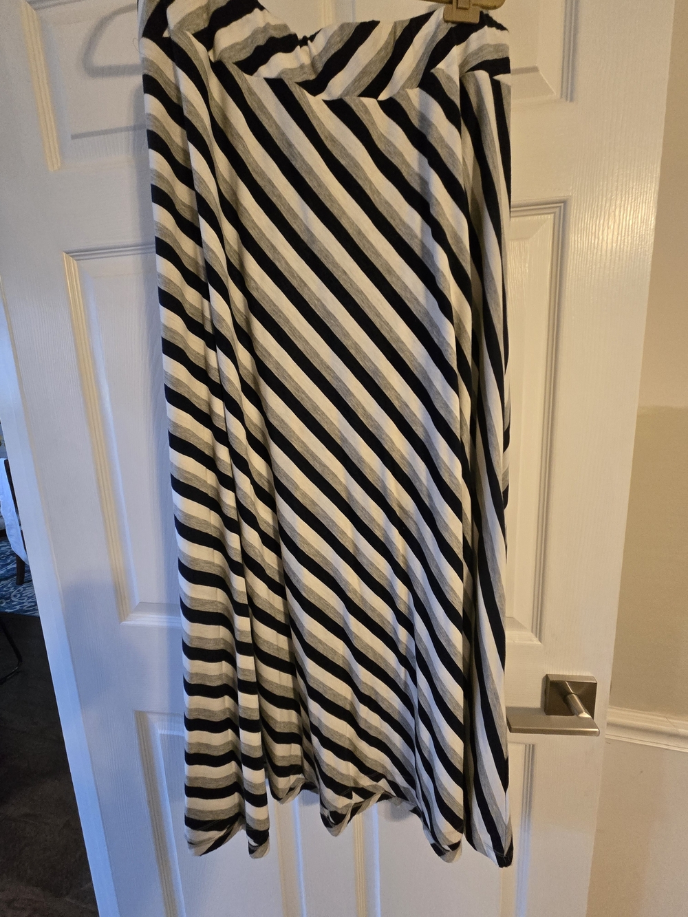 Striped Navy, Gray And White Maxi Skirt